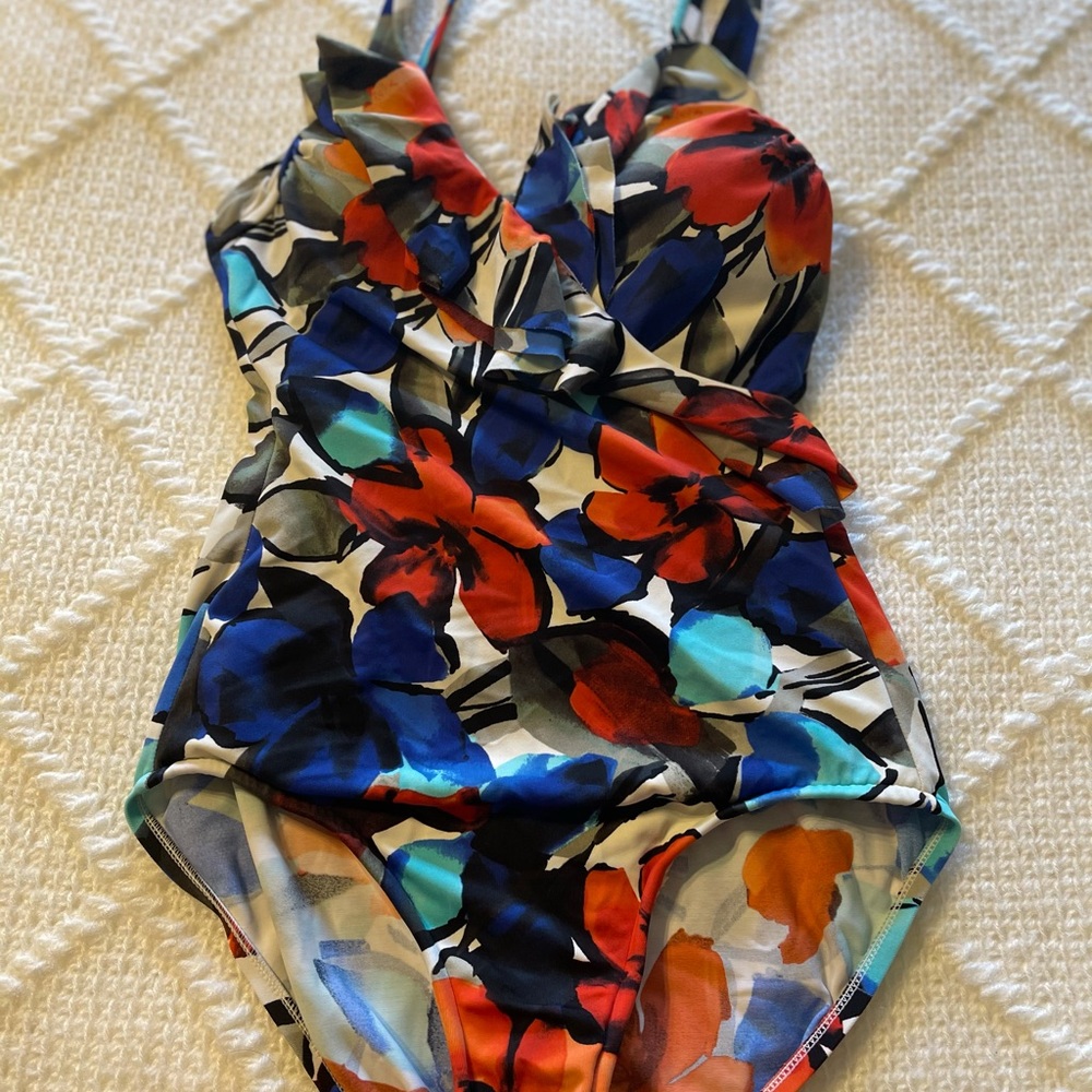 Inc Solid Ruffle Surplice One-Piece Swimsuit - image 6